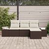 vidaXL Tuin Sofa Set met kussen 4 pcs Bruin en Cr&egrave;me poly rattan