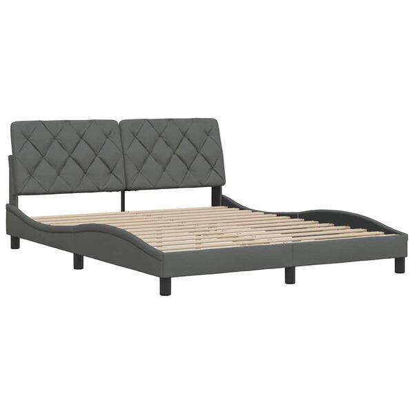 vidaXL Bedframe zonder matras stof donkergrijs 160x200 cm