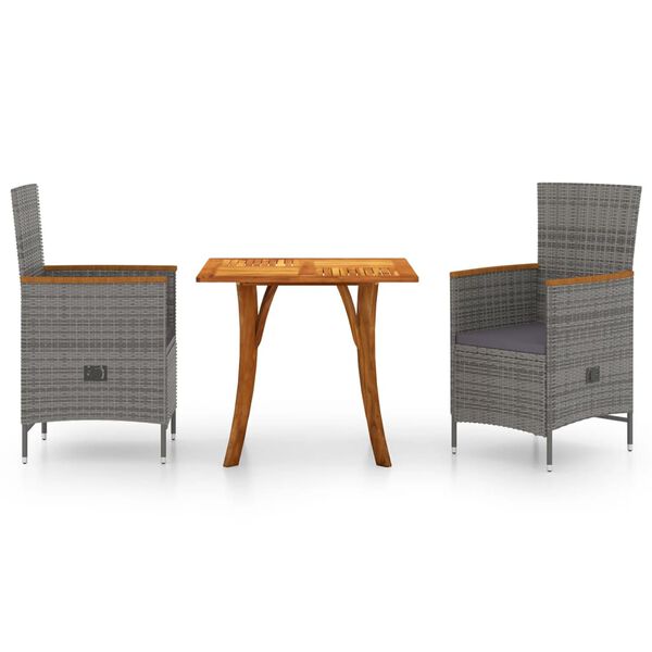 vidaXL 3-delige Tuinset grijs