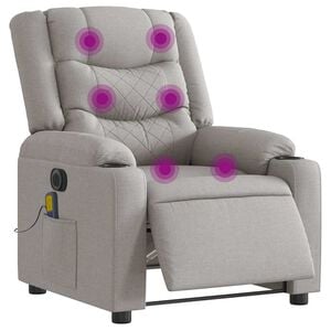 vidaXL Massagestoel elektrisch verstelbaar stof wolk grijs