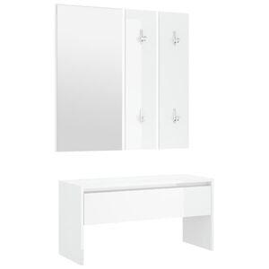 vidaXL Garderobe set bewerkt hout hoogglans wit