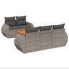 vidaXL 6-delige Loungeset met kussens poly rattan grijs