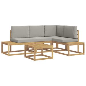 vidaXL Buiten bankenset 4 Stuk Wit en Lichtgrijs Polyester