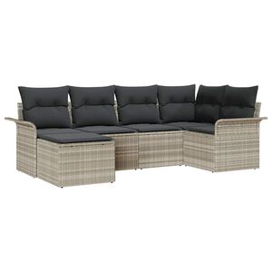 vidaXL Tuin Sofa Set met kussen 6 pcs Lichtgrijs poly rattan