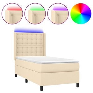 vidaXL Boxspring met matras en LED stof cr&egrave;mekleurig 80x200 cm