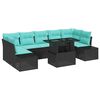 vidaXL Tuin Sofa Set 8 st 7-Aantal zitplaatsen Zwart en Turquoise