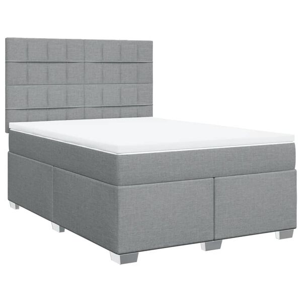 vidaXL Boxspring met matras stof lichtgrijs 140x190 cm