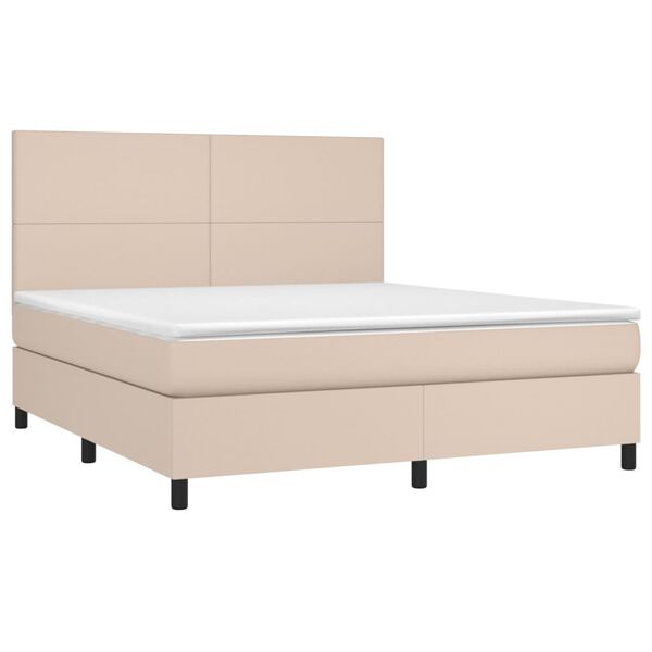 vidaXL Boxspring met matras kunstleer cappuccinokleurig 160x200 cm