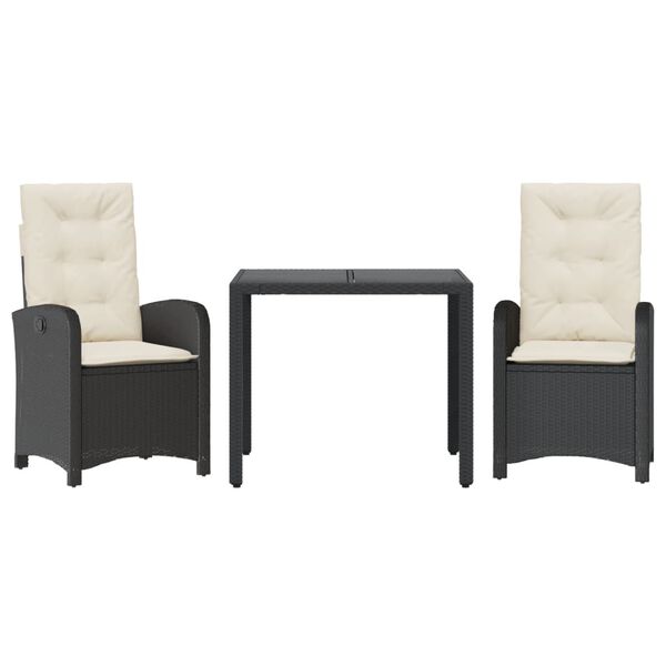 vidaXL 5-delige Tuinset met kussens poly rattan zwart