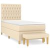 vidaXL Boxspring met matras stof cr&egrave;mekleurig 90x190 cm
