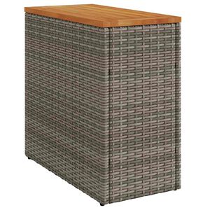 vidaXL Tuinbijzettafel met houten blad 58x27,5x55 cm poly rattan grijs