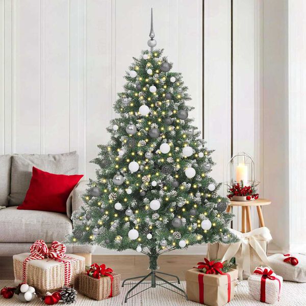 vidaXL Kunstkerstboom met 300 LED Groen 180 cm PVC en Plastic en Staal