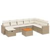 vidaXL 9-delige Loungeset met kussens poly rattan beige