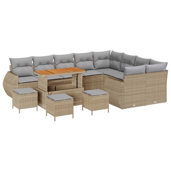 vidaXL Tuin Sofa Set 13 pcs Beige en Licht Grijs Poly Rattan