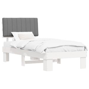 vidaXL Bedframe met Gevoerd Hoofdgedeelte Lichtgrijs 90 x 200 cm