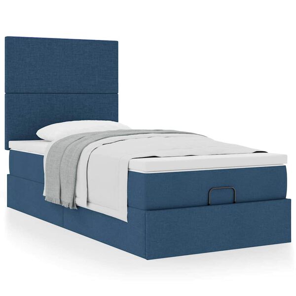 vidaXL Ottoman bed met matras 90x190cm stof blauw