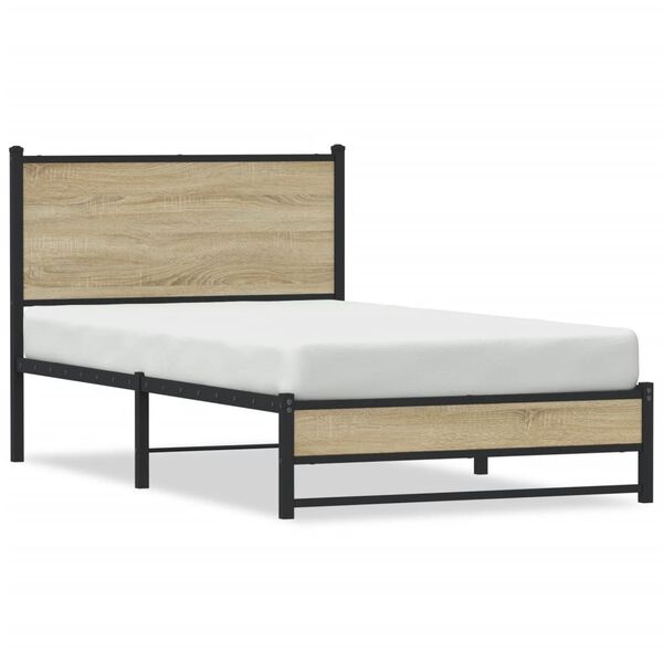 vidaXL Bedframe zonder matras metaal sonoma eikenkleurig 107x203 cm