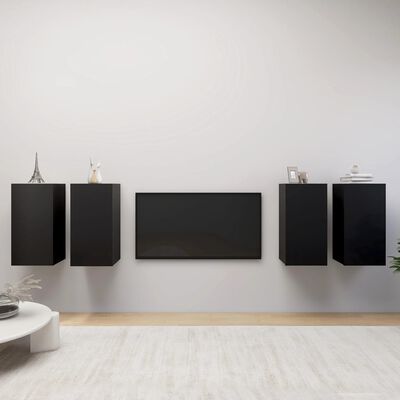 vidaXL Tv-meubelen 4 st 30,5x30x60 cm spaanplaat zwart