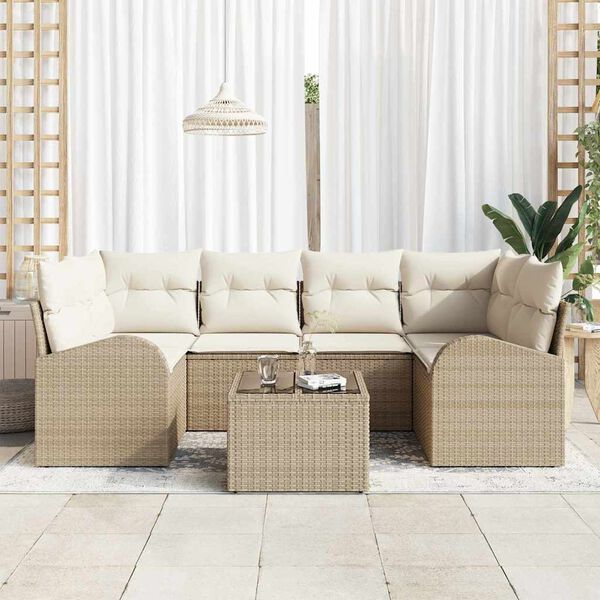 vidaXL Tuin Sofa Set Beige 55 x 55 x 37 cm poly rattan