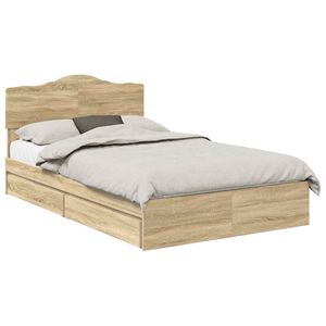 vidaXL Opslag bed met lade Sonoma Eiken 120 x 200 cm Bewerkt hout
