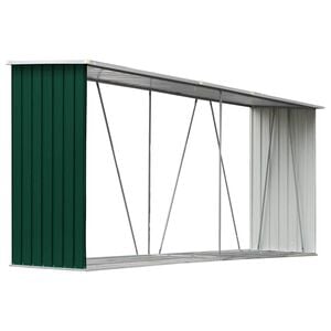 vidaXL Haardhoutschuur 330x84x152 cm gegalvaniseerd staal groen