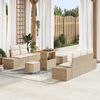 vidaXL Tuinbankenset met kussen met opslag 8 pcs Beige Poly riet