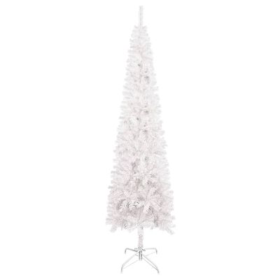 vidaXL Kunstkerstboom met verlichting en kerstballen smal 240 cm wit