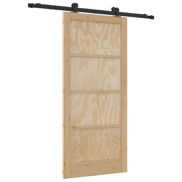 vidaXL Schuifdeur Natuurlijk en Zwart 93 x 202 cm Massief grenenhout