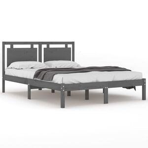 vidaXL Bedframe massief hout grijs 200x200 cm