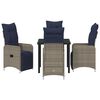 vidaXL Tafel en stoelen set met kussen 5 pcs Grijs PE Rattan