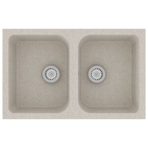 vidaXL Keukenwasbak Kwarts en hars 76 x 48 x 30 cm Beige