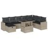 vidaXL 9-delige Loungeset met kussens poly rattan lichtgrijs