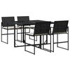 vidaXL 5-delige Tuinset met kussens poly rattan zwart