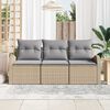 vidaXL Tuin Sofa Set met kussen 3 pcs beige en lichtgrijs Poly riet