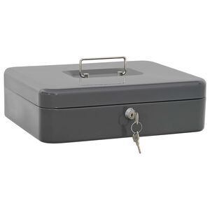 vidaXL Cash Box met slot Donkergrijs 30 x 24 x 9 cm Staal