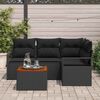 vidaXL Tuin Sofa Set met kussen 5 pcs Zwart Poly riet
