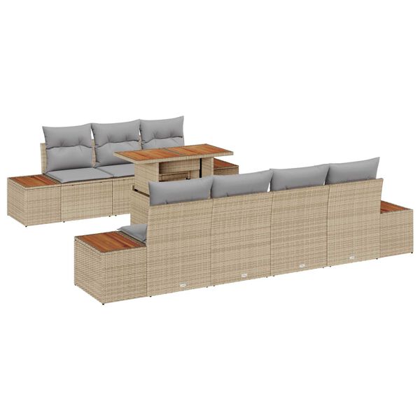 vidaXL Tuin Sofa Set met opslag 8 pcs Beige Poly riet
