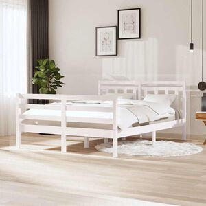 vidaXL Bedframe massief hout wit 140x200 cm