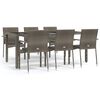 vidaXL 7-delige Tuinset met kussens poly rattan grijs