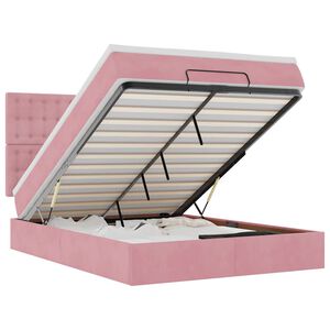 vidaXL Ottoman bed met matrassen en LED's 140x200cm fluweel roze
