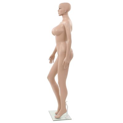 vidaXL Etalagepop sexy vrouw met glazen voet 180 cm beige