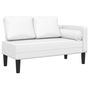 vidaXL Chaise longue met kussens kunstleer wit