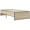 vidaXL Bedframe bewerkt hout en metaal sonoma eikenkleurig 100x200 cm