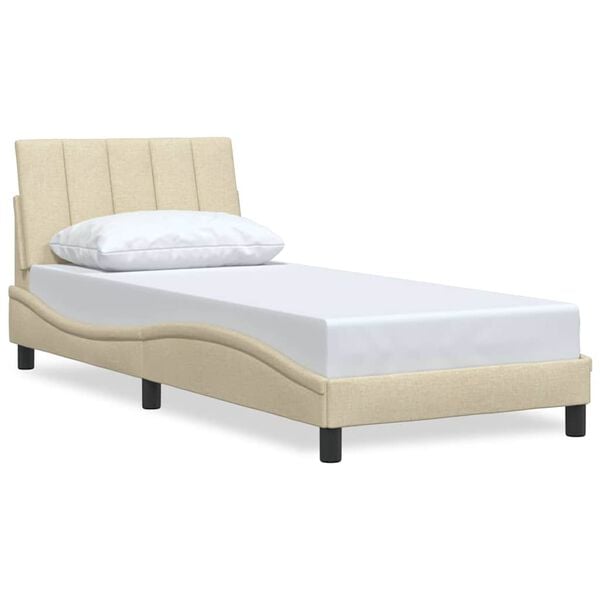 vidaXL Bedframe zonder matras "Hanko" 90x190 cm stof crèmekleurig