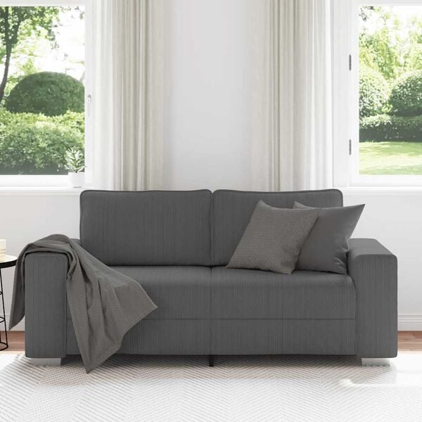 vidaXL Loveseat bank 180x77x82 cm corduroy stof donkergrijs