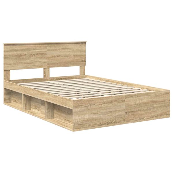 vidaXL Bedframe met hoofdeinde Sonoma 160 x 200 cm Bewerkt hout