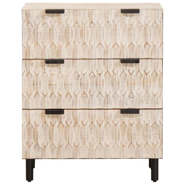 vidaXL Dressoir Witte Was Afwerking 60 x 33 x 75 cm Massief Mango Hout