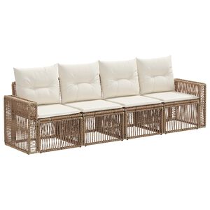 vidaXL Tuinbankenset 4 st Beige en Cr&egrave;me Wit poly rattan