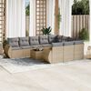 vidaXL 11-delige Tuinset met kussens poly rattan beige