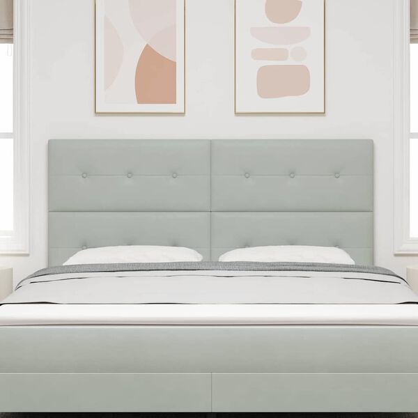 vidaXL LED Hoofdbord met LED-striplichten Lichtgrijs 180 cm Polyester